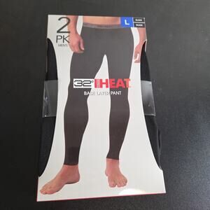 32 Degrees Men's Heat Stretch Quick-Dry Base Layer Pant 2-Pack, Black, Size L